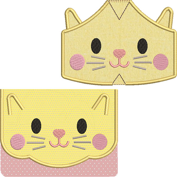 Matriz de matriz Matriz De Bordado Kit Bolsinha E Máscaras Gatinho 5 Tamanhos
