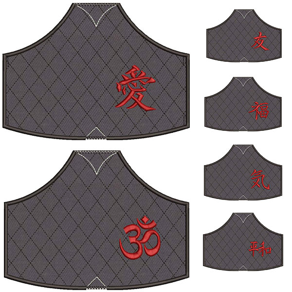 Matriz de matriz Matriz De Bordado Pacote Máscaras Kanjis Gg Acabamento Bordado