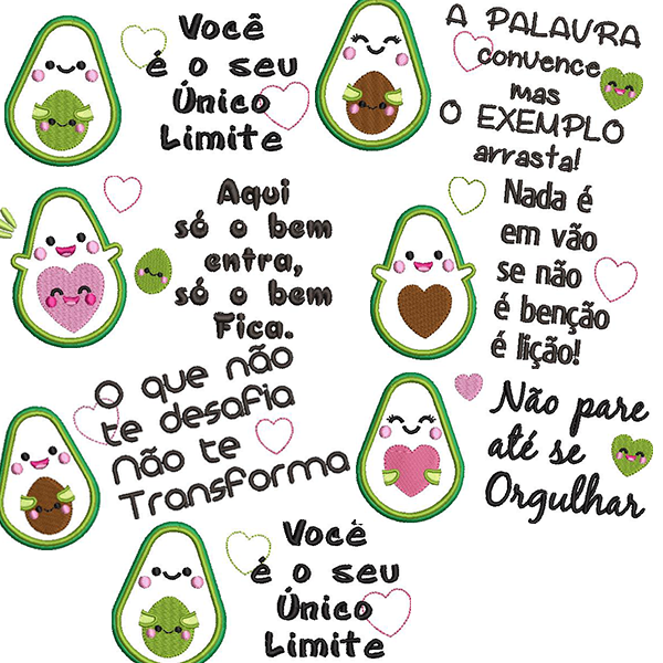 Matriz de matriz Matriz De Bordado Semaninha Abacate Motivacional 2