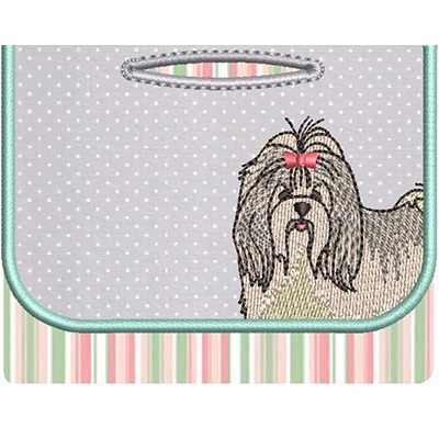 Matriz de matriz Matriz De Bordado Porta Saquinho Pet Lhasa Apso 2