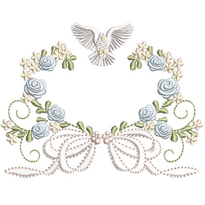 Matriz de matriz Matriz De Bordado Moldura Batizado Com Rosas E Divino