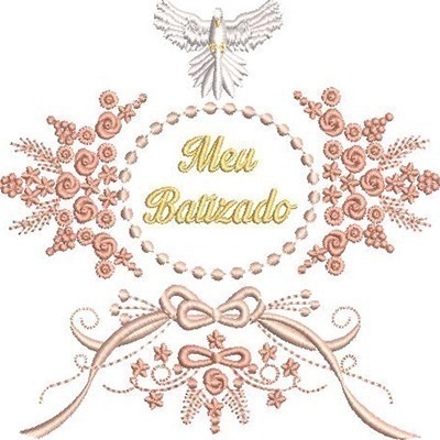 Matriz de matriz Matriz De Bordado Moldura Meu Batizado Grande