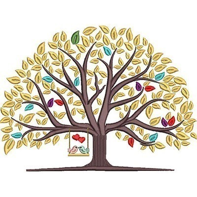 Matriz de matriz Matriz De Bordado Casal De Passarinhos Na Árvore
