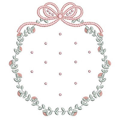 Matriz de matriz Matriz De Bordado Moldura Floral Com Laço E Bolinhas 2