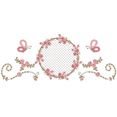 Matriz de matriz Matriz De Bordado Moldura Floral Com Borboletas 6