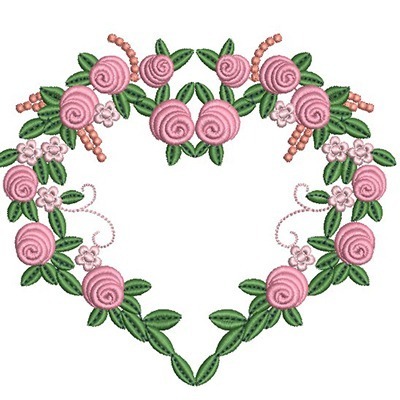 Matriz de matriz Matriz De Bordado Guirlanda Coração Floral