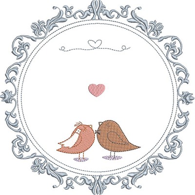 Matriz de matriz Matriz De Bordado Moldura De Casamento Passarinhos Grande