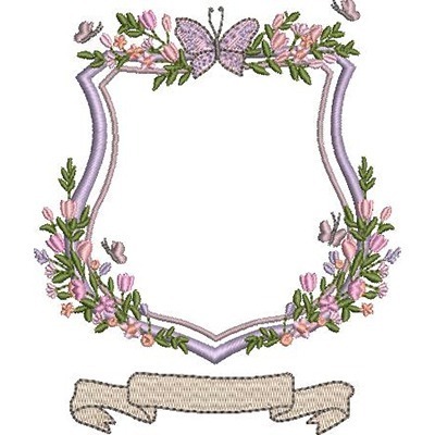 Matriz de matriz Matriz De Bordado Escudo Floral Com Borboletas 1