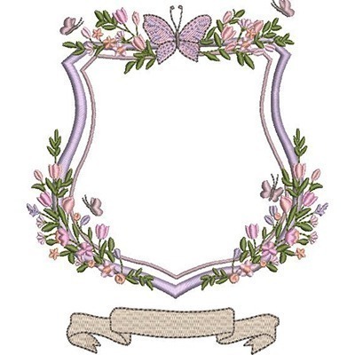Matriz de matriz Matriz De Bordado Escudo Floral Com Borboletas 5