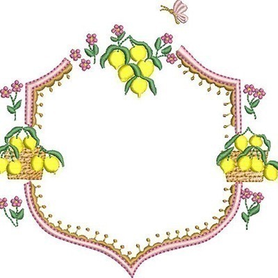 Matriz de matriz Matriz De Bordado Moldura Escudo Com Limões