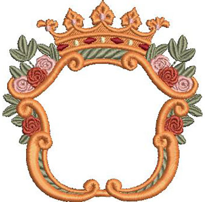 Matriz de matriz Matriz De Bordado Escudo Com Rosas E Coroa