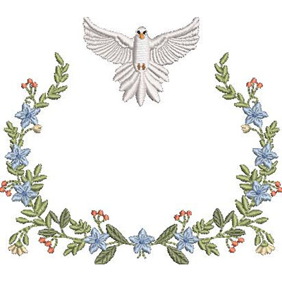 Matriz de matriz Matriz De Bordado Moldura Floral Batizado Com Divino 4