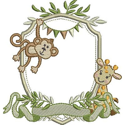 Matriz de matriz Matriz De Bordado Moldura Safari Macaco E Girafa