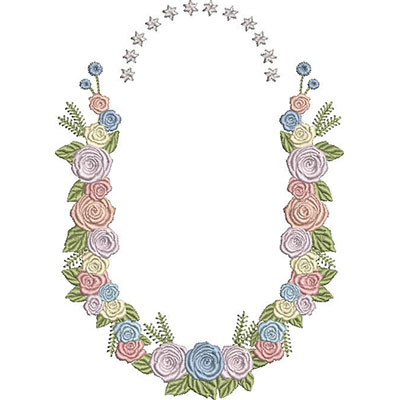 Matriz de matriz Matriz De Bordado Moldura Grande De Rosas Com 12 Estrelas
