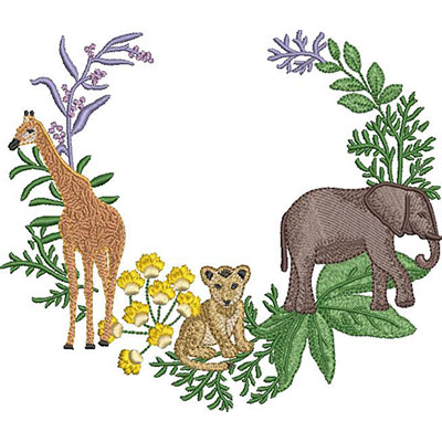 Matriz de matriz Matriz De Bordado Moldura Safari Com Elefante