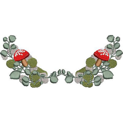 Matriz de matriz Matriz De Bordado Moldura Folhagem Com Cogumelos