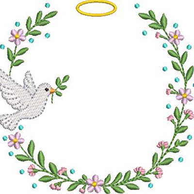 Matriz de matriz Matriz De Bordado Moldura Batizado Com Pomba Da Paz