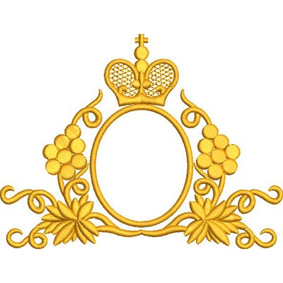 Matriz de matriz Matriz De Bordado Moldura Com Coroa E Uvas Douradas