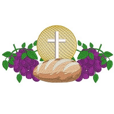 Matriz de matriz Matriz De Bordado Eucaristia Pão Hóstia E Uva