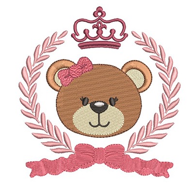 Matriz de matriz Matriz De Bordado Ursa Na Moldura Com Coroa 13 Cm