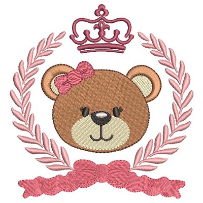 Matriz de matriz Matriz De Bordado Ursa Na Moldura Com Coroa 12 Cm