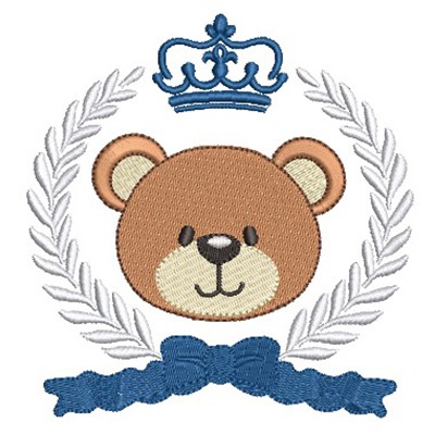 Matriz de matriz Matriz De Bordado Urso Na Moldura Com Coroa 12 Cm