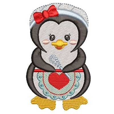 Matriz de matriz Matriz De Bordado Pinguim Menina Cozinheira 2