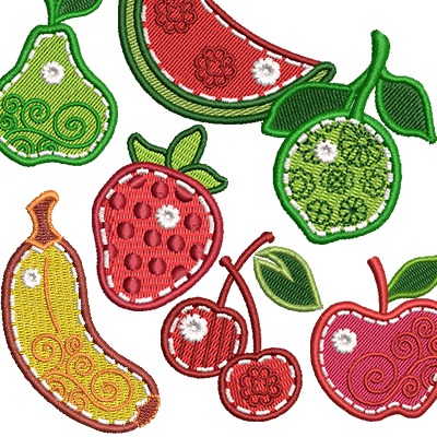 Matriz de matriz Matriz De Bordado Pacote 7 Frutinhas Decoradas