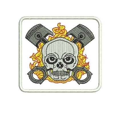 Matriz de matriz Matriz De Bordado Caveira &amp; Pistão Contornado