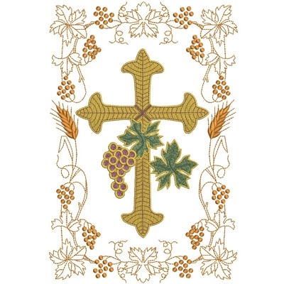 Matriz de matriz Matriz De Bordado Uvas &amp; Trigos Cruz 30