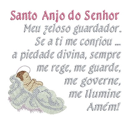 Matriz de matriz Matriz De Bordado Oração Santo Anjo 15 Cm