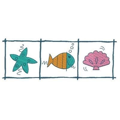 Matriz De Bordado Moldura Com Animais Marinhos