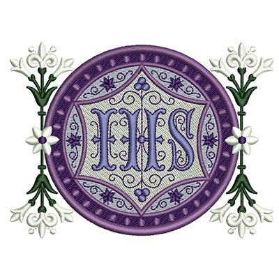 Matriz de matriz Matriz De Bordado Medalha Ihs Adornado Com Lírios