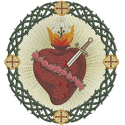 Matriz de matriz Matriz De Bordado Imaculado Coração De Maria Na Moldura