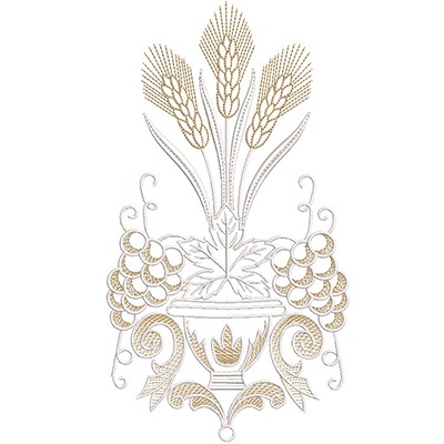 Matriz de matriz Matriz De Bordado Ornamento Com Trigos E Uvas 28 Cm