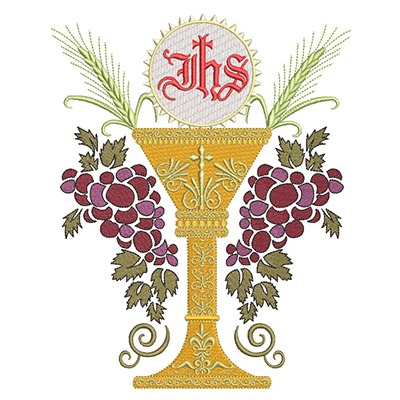 Matriz de matriz Matriz De Bordado Cálice 25 Com Trigos E Uvas
