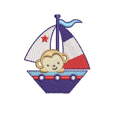 Matriz de matriz Matriz De Bordado Barco Macaco Marinheiro