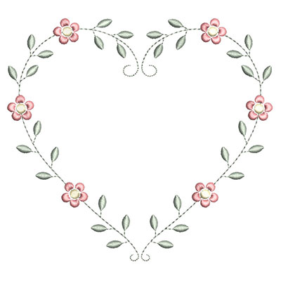 Matriz de matriz Matriz De Bordado Coração Floral 3