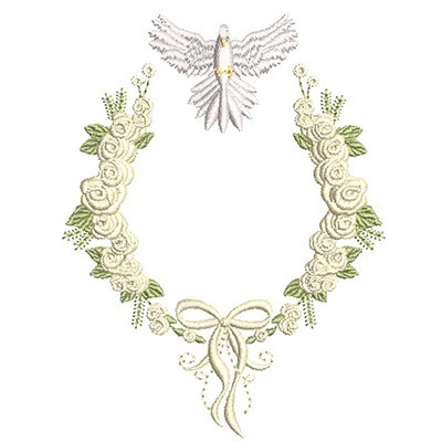 Matriz de matriz Matriz De Bordado Moldura De Rosas Com Espírito Santo 3