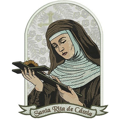 Matriz de matriz Matriz De Bordado Santa Rita De Cássia Fundo Aplicado