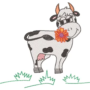 Matriz De Bordado Vaquinha Com Flor — imagem 1