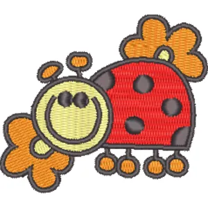 Matriz De Bordado Joaninha Com Flores — imagem 1